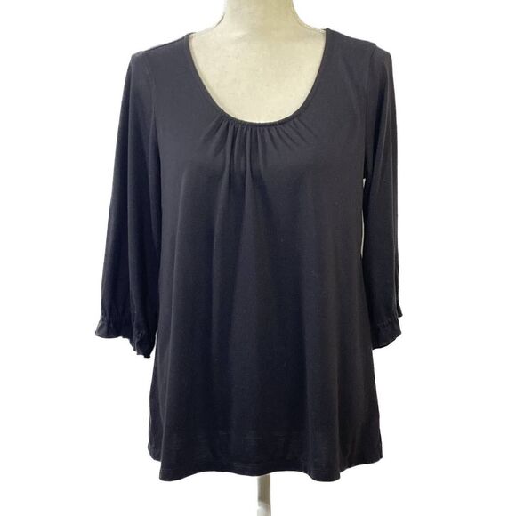 Daisy Fuentes Tops - Daisy Fuentes Black 3/4 Sleeve Scoop Neck Top Size M Casual Polyester Blend